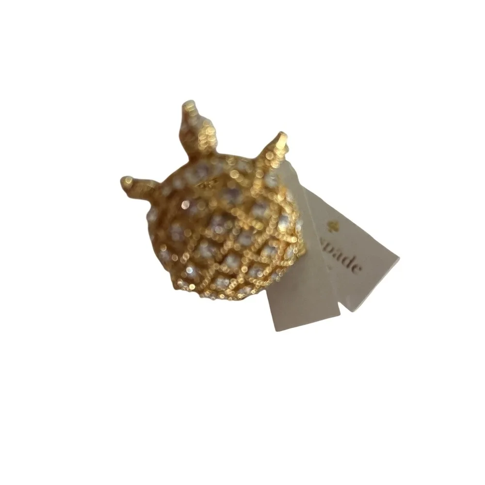 Kate Spade New‎ York Gold Sea Glass Turtle Ring Crystal Shell Size 6 WBRU2152